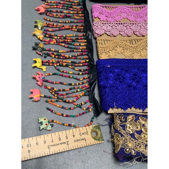 24 yds 15" Assorted Lace & Trim Fabric Bundle - Various Colors & Patterns - Picture 13 of 16